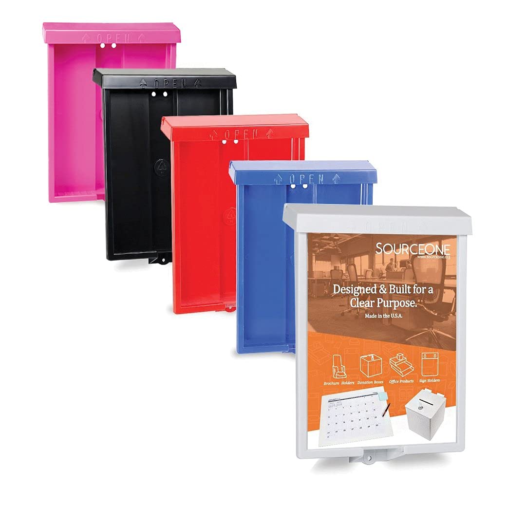 SourceOne 8.5” x 11” Outdoor Realtor Style Brochure Holder with Lid – White – UV Resistant