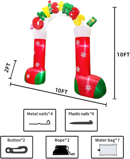 KOOY Giant 10 FT Christmas Inflatables Archway Outdoor Decorations, Merry Christmas Arch Blow Up Yard Decorations,Xmas Decoration for Holiday Front Yard Lawn Garden Winder Decor Christmas Decoration