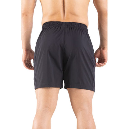 Gaglg Men's 5" Running Shorts 2 Pack Quick Dry Athletic Workout Gym Shorts with Zipper Pockets Black/Gray,Large