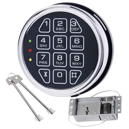 Gun Safe Lock with Programmable Electronic Keypad, Password Electromagnetic Lock with 2 Override Keys, Lock Fits High Security Safe Box and Security Cabinet (Solenoid with Override Keys)