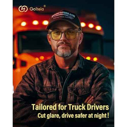 Goiteia Night Driving Glasses for Men Women, Yellow Glasses for Rainy Days, Anti Glare from Front and Rear Headlight