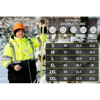 FATONE Hi Vis Jackets for Men Reflective Safety Bomber Jacket Cold Weather, Construction Winter Coat for Work