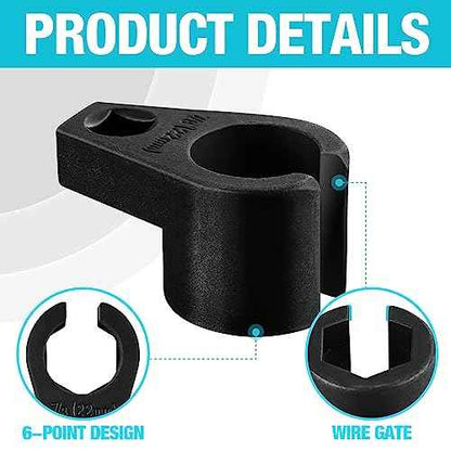 DURATECH O2 Oxygen Sensor Socket 3/8-Inch Drive x 7/8-Inch (22mm), Offset Wrench Cr-Mo Steel, 6-Point Tool With Wire Gate