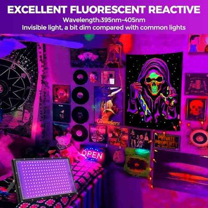 200W LED Black Lights for Glow Party IP65 Waterproof UV Blacklight Floodlight 395nm Blacklight Spotlight Purple Black Light Flood Light Fluorescent UV Lights Lamp for Halloween Decor (2 Pack)