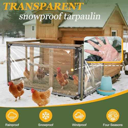 Clear Tarp with Grommets 6x10ft Clear Tarps Heavy Duty Waterproof 14 Mil Thickened PVC Tear-Resistant Reinforced Edges Clear Plastic Vinyl Tarp for Patio Chicken Coop Cover Greenhouse Plant Enclosure