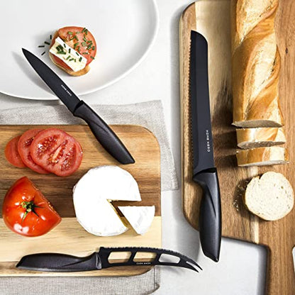 Home Hero Kitchen Knife Set with Sharpener - High Carbon Stainless Steel Knife Block Set with Ergonomic Handles (20 Pcs - Acrylic Black)