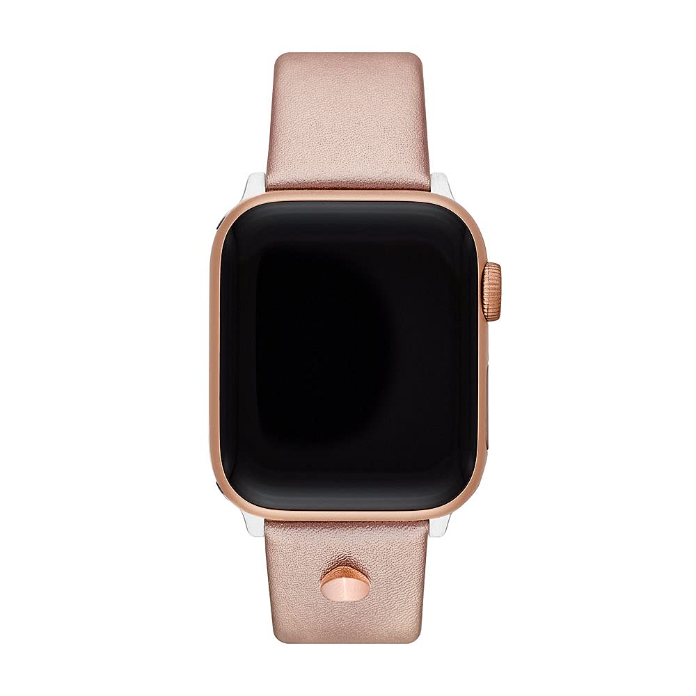 Kate Spade New York Leather Band for 38/40/41mm Apple Watch Series 1-8, Color: Rose Metallic, Rose Gold (Model: KSS0044)