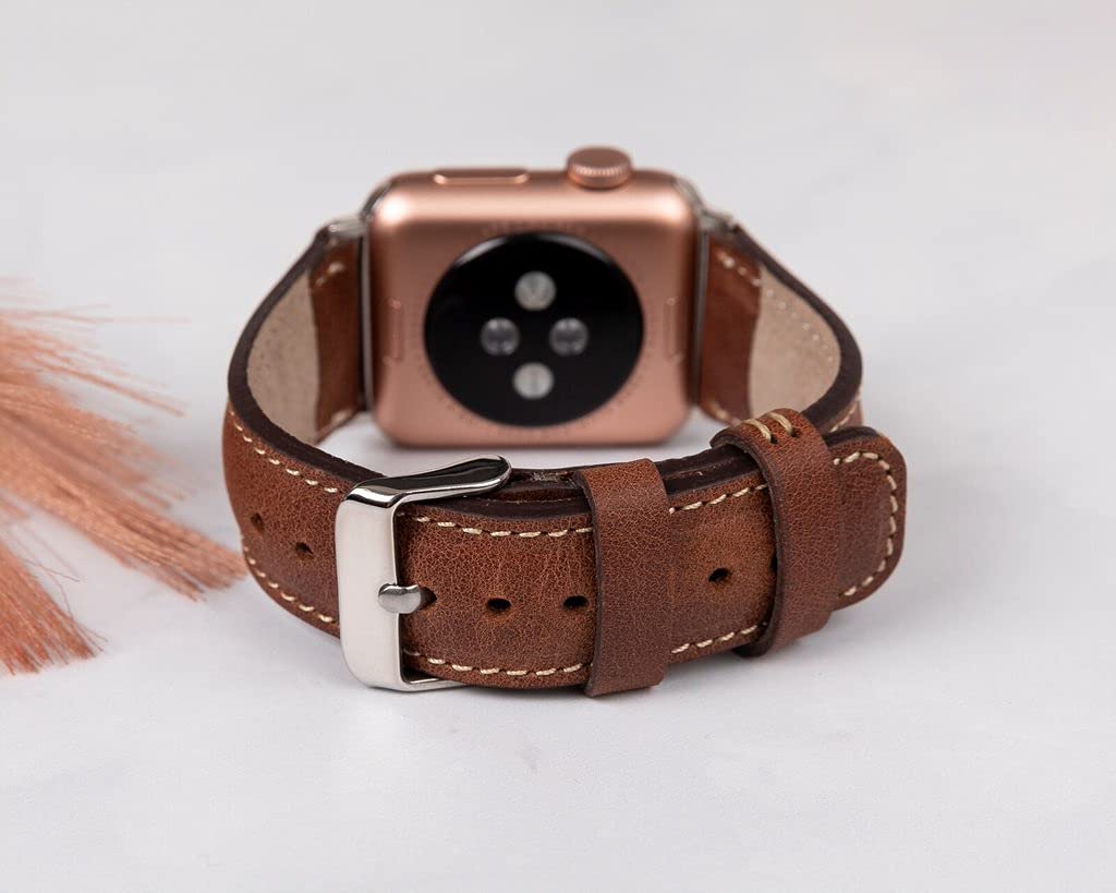 HARDISTON Watch Bands Compatible with Apple 44mm for men & women, Handmade Genuine Leather, Compatible with iWatch Series 11 10 9 8 7 6 5 4 3 2 1 SE Ultra, Large/Band-Brown