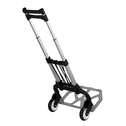 Mount-It! Folding Hand Truck and Personal Dolly, Foldable Aluminum Trolley Cart, 165 Lb Capacity Heavy Duty Dolly with Wheels of Rubber for Moving, Comfortable Telescoping Handle for Indoor Outdoor