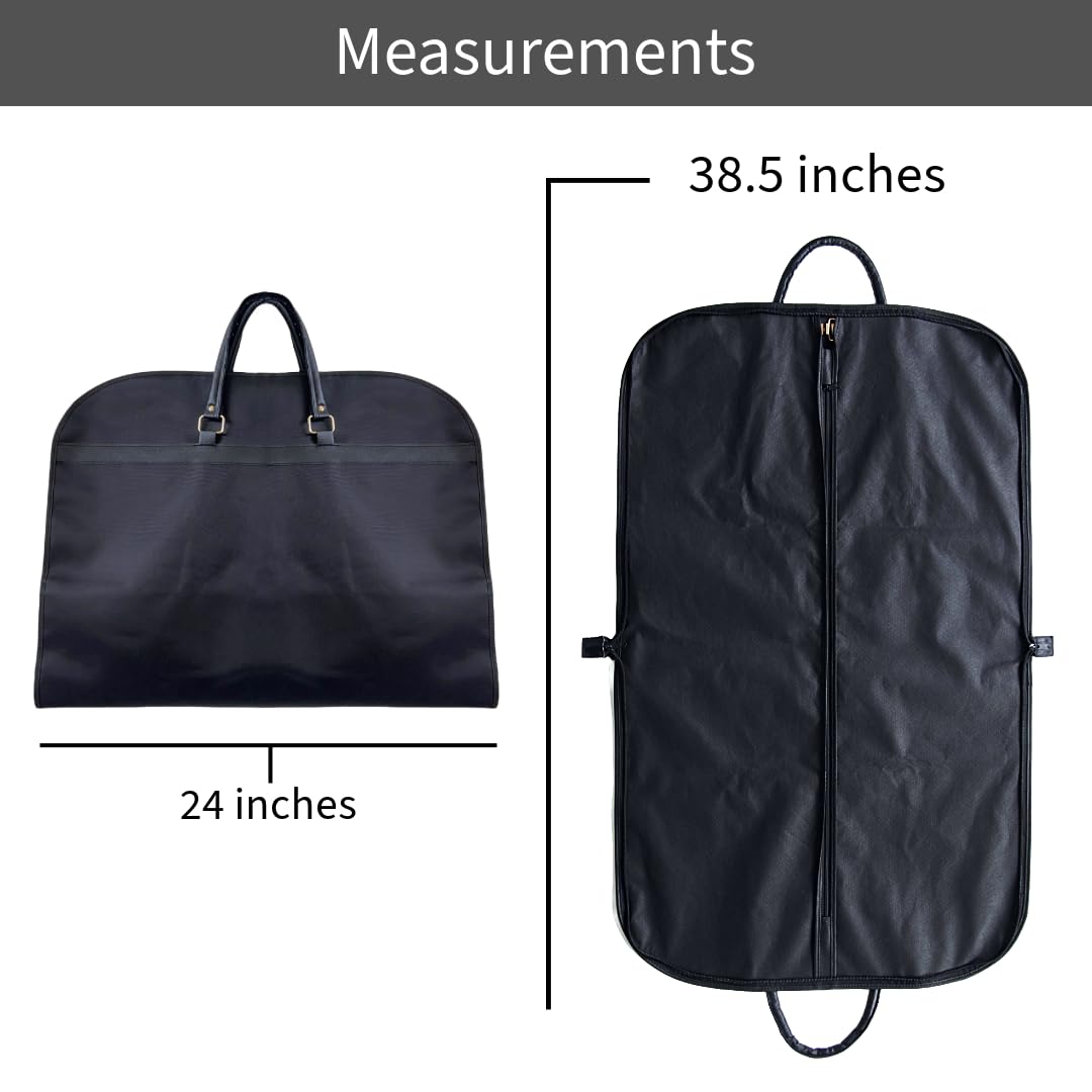 Heavy Duty Garment Bag for Travel – Suit & Dress Cover with Faux Leather Handles, Foldable Zippered Storage for Men & Women