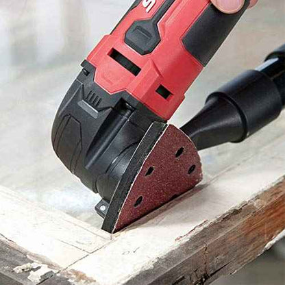 SPEEDWOX 50 Pcs Triangle Sanding Pads Hook and Loop 40 Grit Oscillating Sanding Pad 90mm 6 Holes Fit 3-1/2 Inches Oscillating Multi Tool Detail Sander Sandpaper Triangle Sanding Discs Sanding Tool