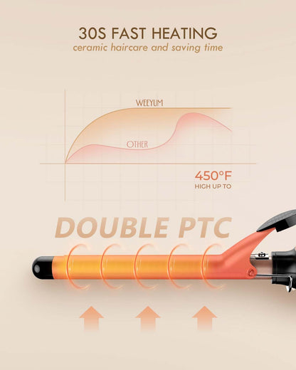 Large Curling Iron 2 Inch, Ceramic Long Barrel Hair Curling Wand, Hair Styling Tool, Dual Voltage, LCD Display, Black