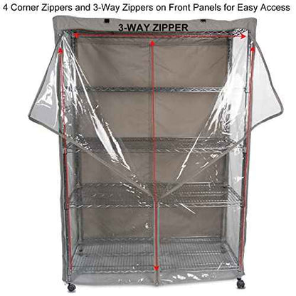 YLOVAN Storage Shelf Cover Wire Rack Shelving Dust Protective, Fits Racks 48" L x 19'' D x 72'' H Three Side See Through Panel (Cover only)