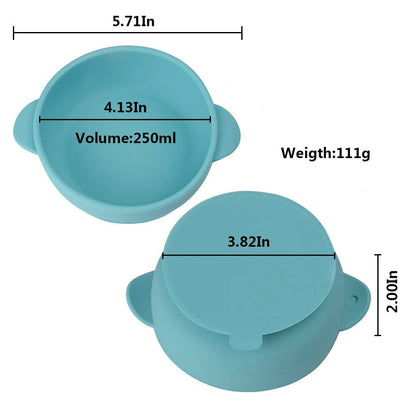 KingKam 2 Pack Baby Bowls with Suction, Silicone Stay up Baby Bowl for Kids and Toddlers, Silicone Bowls and Spoons for Baby Toddler Bowls, Baby Feeding Bowls Set - Blue/Green