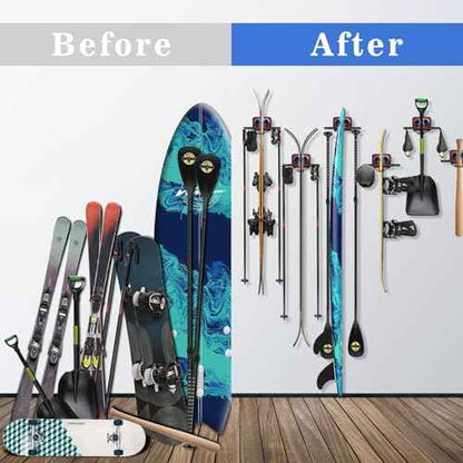 Skateboard Wall Rack for Garage Fits Any Ski/Board Storage Rack Skid-Resistant Skateboard Holder Space-Saving Winter Gear Organizer 2Pack