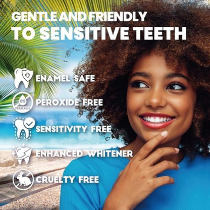 Sensitive Teeth Whitening Strips Kit: Professional Dental Whitening Set - Hydrogen Peroxide-Free Treatments for Whiter Teeth - Effective & Gentle Teeth Whitener (42 Count (Pack of 1), Mint)