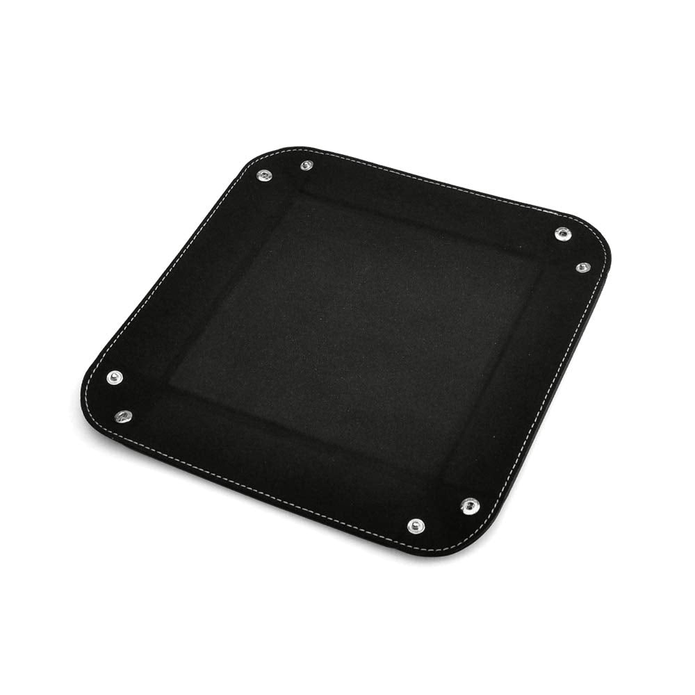 Oirlv Premium Leather Valet Tray for Men Jewelry Organizer, Desktop Storage,Key Wallets Cell Phones Catchall Tray Nightstand or Dresser Organizer Plate (Black)