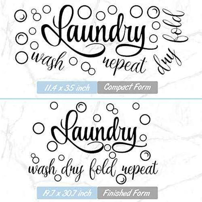 Zonon Laundry Room Sign Decals Decor Bubble Quote Stickers Wash Dry Fold Repeat Wall Signs Arts Funny Laundry Room Signs for Bathroom Home Decorations Supplies(19.7 x 30.7 Inch,Black)