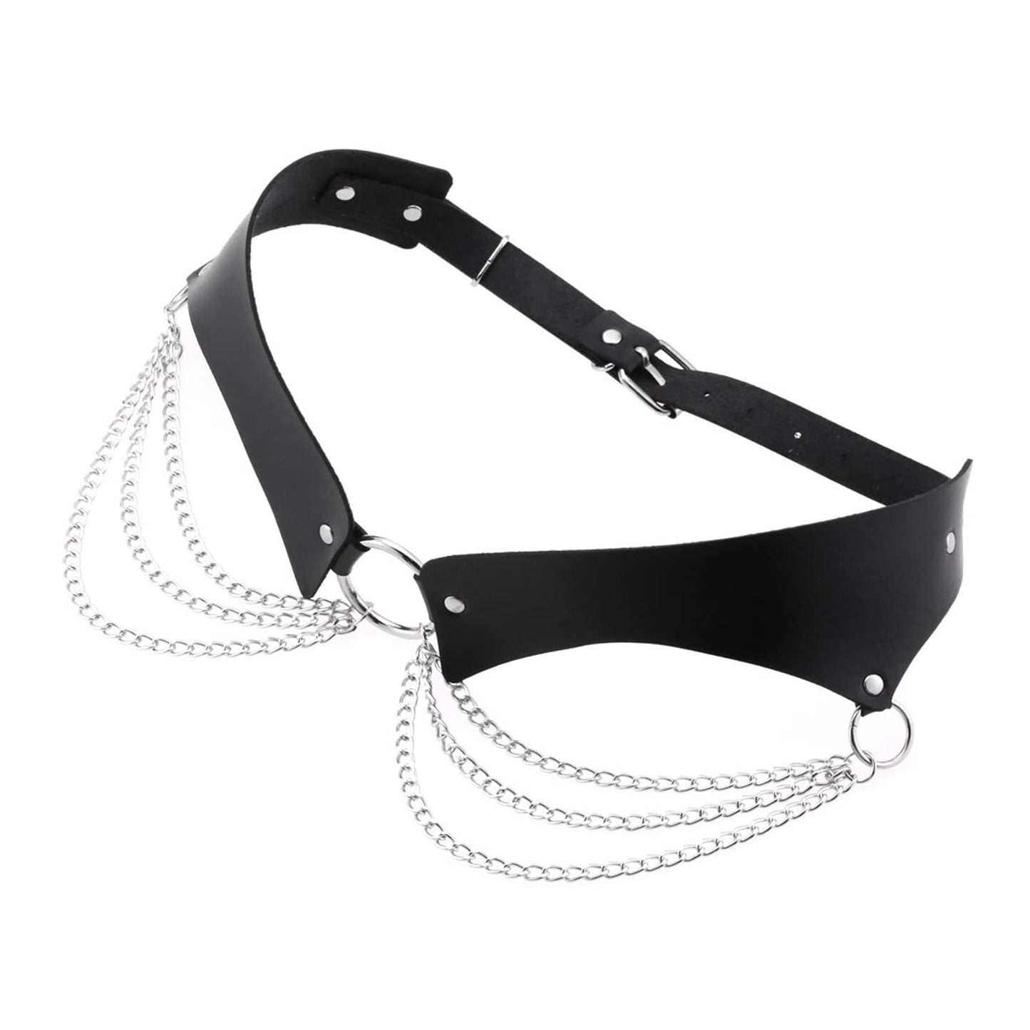 eYLun Women Girls Leather Waist Belt Punk Chain Leather Body Waist Belt Goth Layered Accessories Belt Yellow