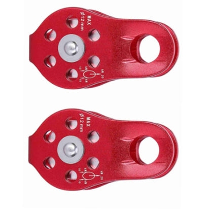 Chiffonade 2 Pcs 20KN Heavy-Duty Aluminum Alloy Pulley - Fixed Side Rope Pulley for Climbing, Rappelling & Outdoor Activities (Red)