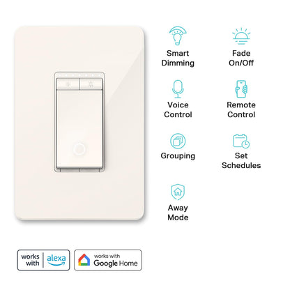 Kasa Smart Light Switch HS200, Single Pole, Needs Neutral Wire, 2.4GHz Wi-Fi Light Switch Works with Google Home, UL Certified, No Hub Required, White