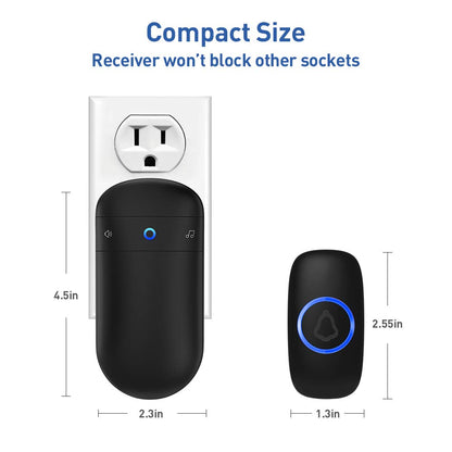 Wireless Doorbell, SECRUI Door bell Over 1000ft Coverage with 2 Plug-In Receivers, 1 Waterproof Push button, 52 Chimes, 110dB loud Sound Colorful LED Flash