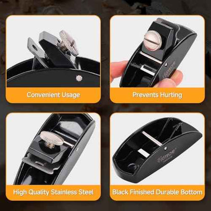 Hoteche Mini Wood Plane - Adjustable Smoothing Bench Hand Planer for Woodworking and Trimming - 3.5-Inch Jointer Plane with 1-Inch Blade