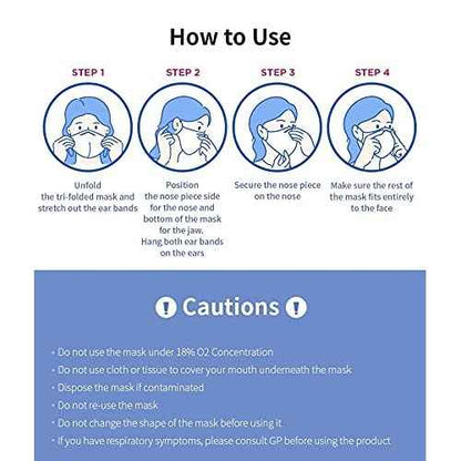 Good Manner Premium Protective Mask 5EA, Large, White/Black/Grey/Pink/Beige, Made in Korea (Grey)