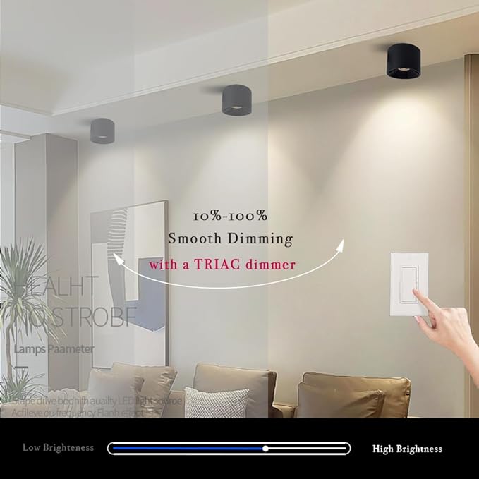 LED Dimmable Ceiling Spot Light Aluminum Matte Black 4.72'' Cylinder Spotlight Indoor Modern Minimalist Focus Ceiling Down Light Fixture for Living Room Hallway Foyer CRI 98 12W 3000K