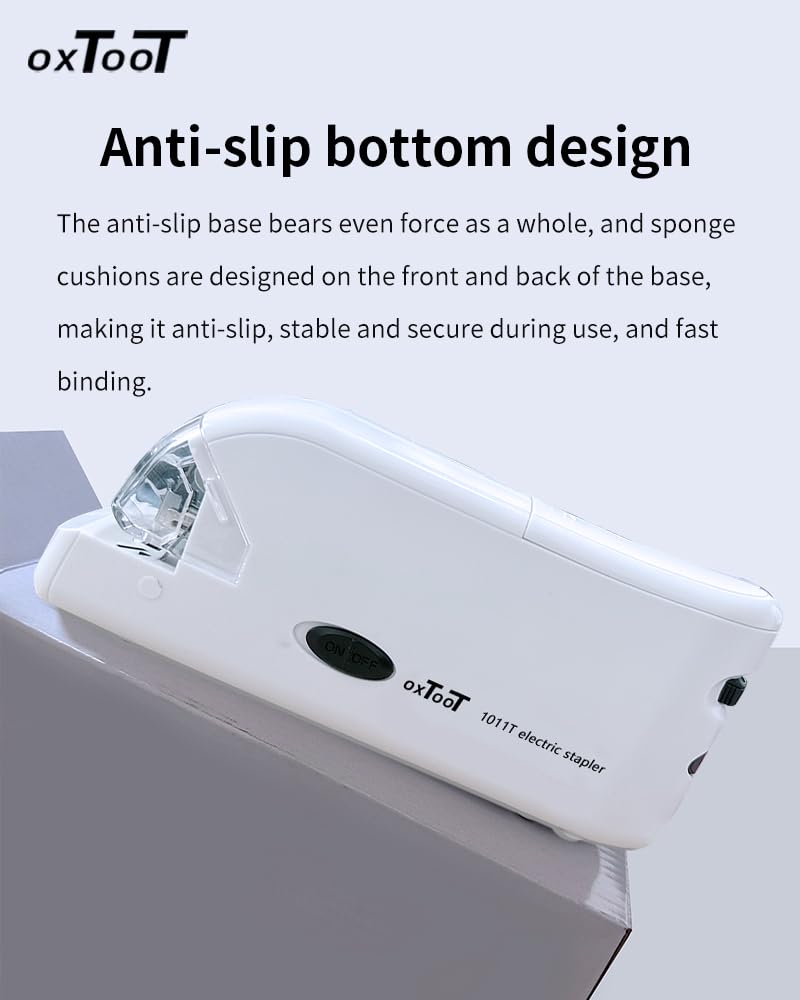 OXTOOT Electric Stapler with Intelligent Dual Power Supply Portable Office Supplies White, Suitable for No. 10 Staplers