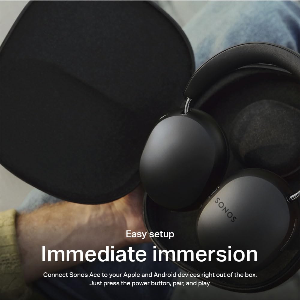 Sonos Ace | Noise Cancelling Wireless Over-Ear Headphones with Bluetooth, 30-Hour Battery Life, Spatial Audio, Dolby Atmos, Dynamic Head Tracking - Black