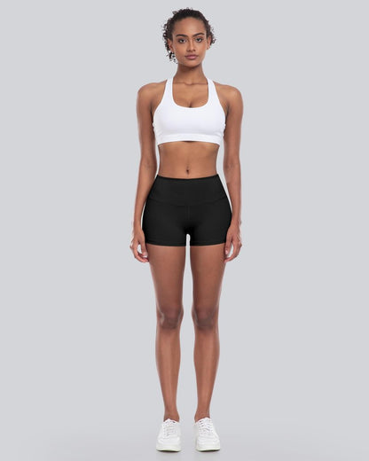 CHRLEISURE High Waisted Spandex Biker Shorts, Workout Booty Soft Yoga Shorts for Women (3" 4Black, L)