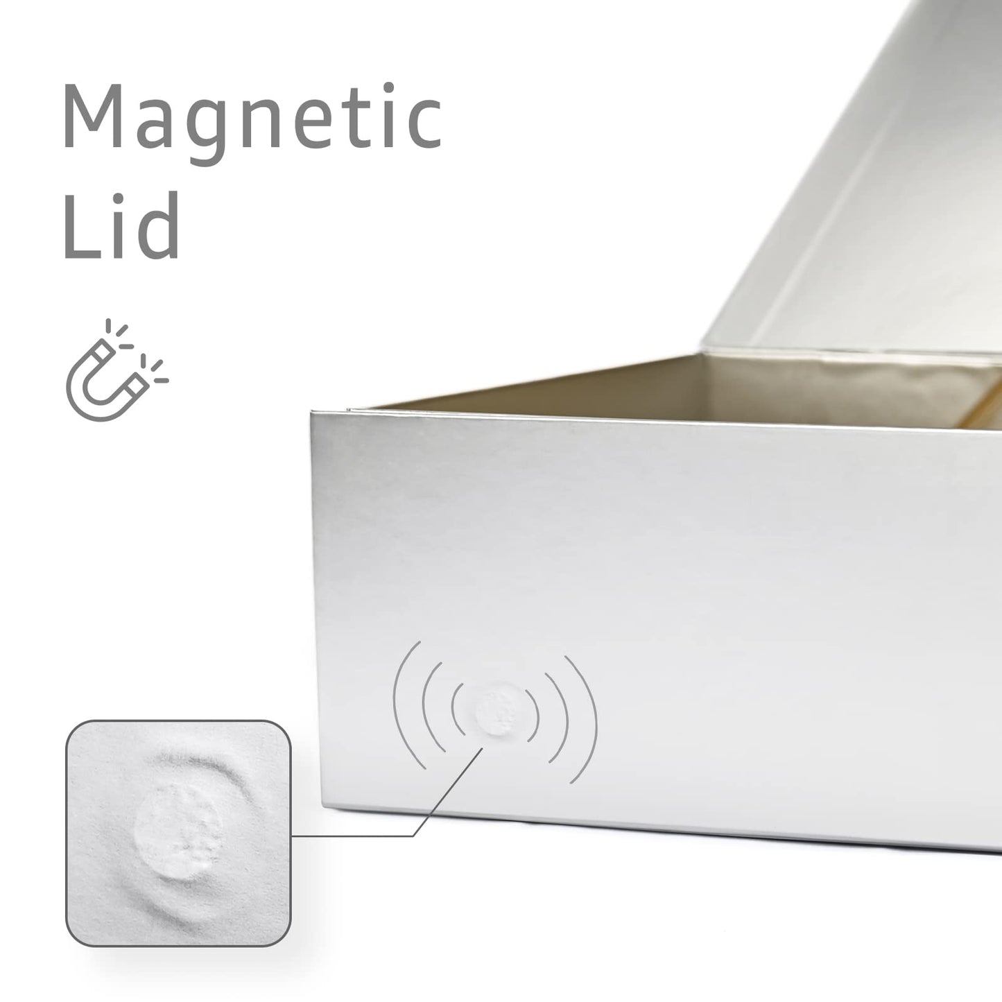 LIFELUM Gift Boxes with Lids, 1 Pack 13.8 x 8.3 x 4.4 inch Silver Gift Boxes with Ribbon, Card, Shredded Paper Filler for Presents, Graduation, Christmas, Birthdays
