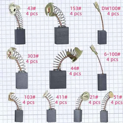 Electric Motor Carbon Brushes Set - 40 Pack Replacement Repair Kit with 10 Sizes, Suitable for Repair Power Tools Part