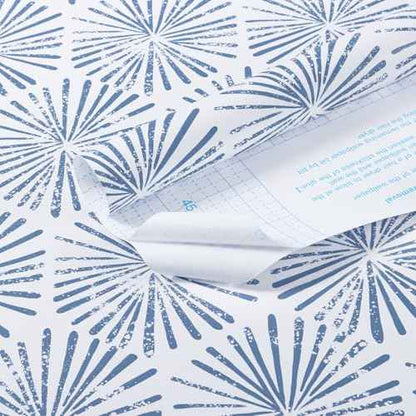 Guvana 17.3''¡¿118'' Peel and Stick Wallpaper Blue and White Wallpaper Modern Geometric Contact Paper for Bathroom Bedroom Striped Self-Adhesive Wall Paper for Cabinets Drawer