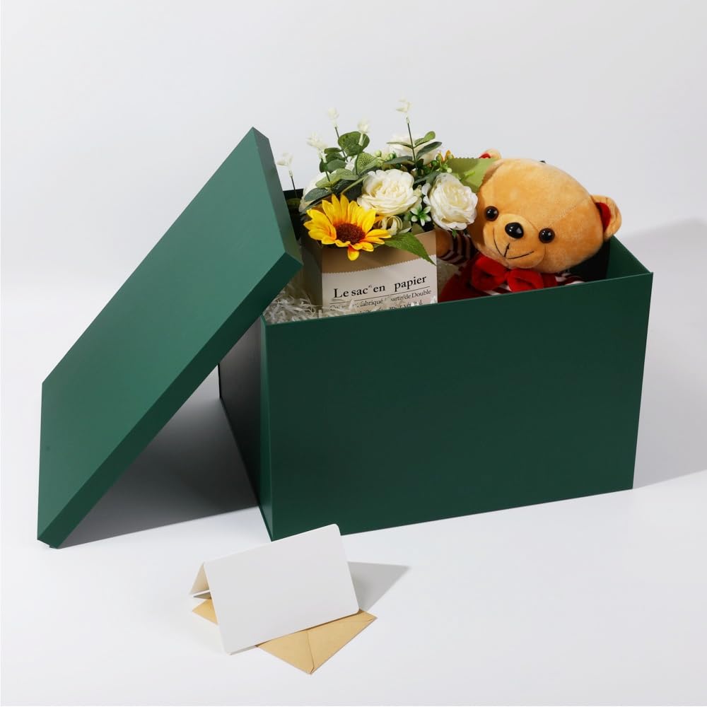 UoeRing Green Extra Large Gift Box 1Pcs 17x13x11 inch,luxury Gift Box with Lid for Birthday Christmas Valentine's Day Mother's Day (Includes Pull Bows,Card,Envelope,Filler)