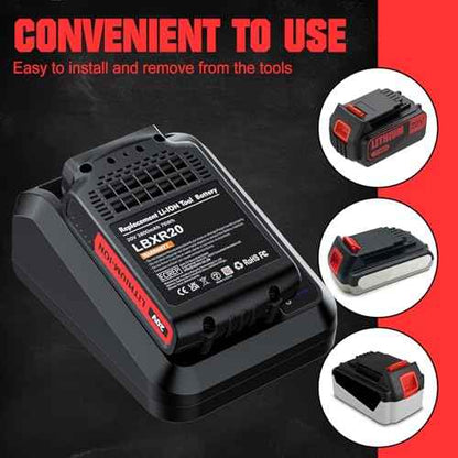 Replacement for Black and Decker Battery 20V and Charger 3.8Ah Lithium Max Compatible with LB2X4020 LBXR2020-OPE LBXR20-OPE2 LBXR20B-2 LB2X3020-OPE LBXR20BT 2Pack Outdoor Cordless Power Tools