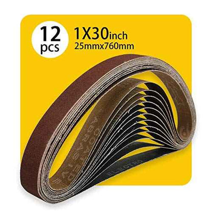 1x 30 Inch 80 Grit Sanding Belt | Premium Aluminum Oxide Sanding Belt | Premium Sander Sandpaper ? 12 Pack
