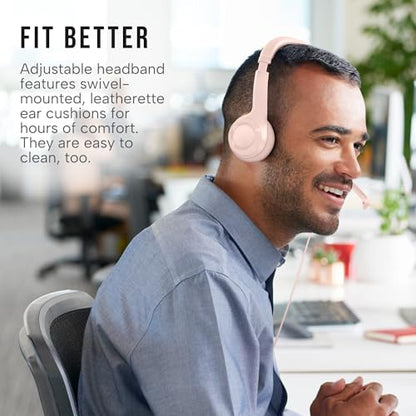 Logitech H390 Wired Headset for PC/Laptop, Stereo Headphones with Noise Cancelling Microphone, USB-A, in-Line Controls, Works with Chromebook - Rose