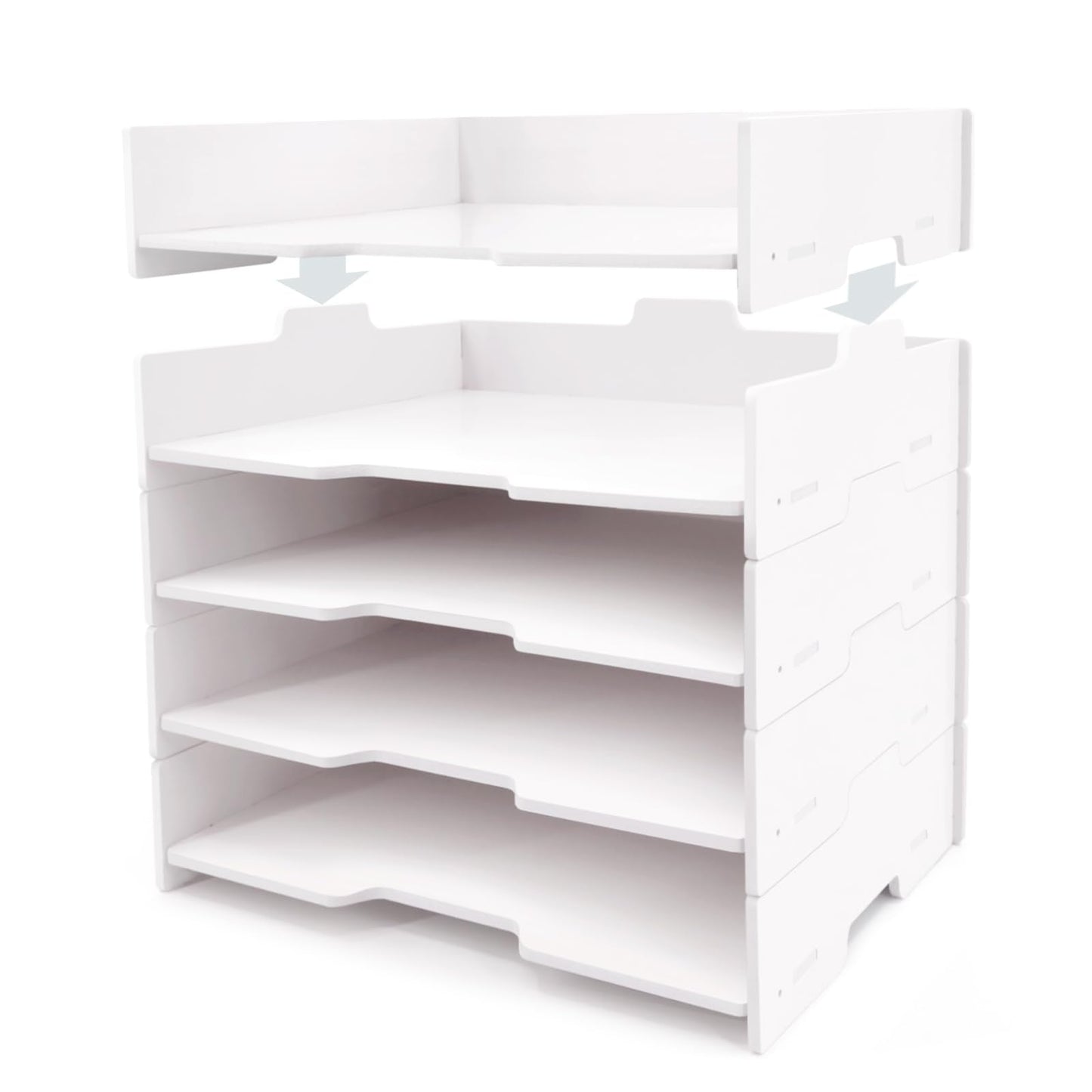 SONGWAY 5-Tier Stackable Paper Tray - File Organizer for Desk, Paper Sorter, Desktop Letter Trays, Workspace Desk Organizer Trays for Home Office School