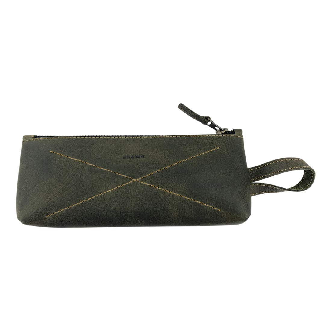 Hide & Drink, Carry-On Toiletry Bag, Pen and Pencil Case, Cable Organizer, Storage for Utensils, Travel Essentials, Full Grain Leather, Handmade, Bourbon Brown