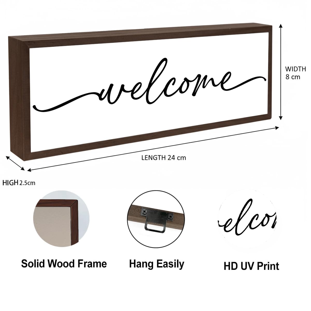 Welcome Wood Home Decor Signs, Welcome Simplicity Wood Plaque, Home Tabletop Desk Decorative Sign, Rustic Farmhouse Shelf Decor Sign, Hanging Decorative Wooden Plaque 9.5x3.1 Inches(A60)