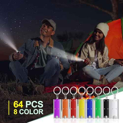 Hicarer 64 Pieces Flashlights Keychain Bulk Mini Powerful LED Keychain Lights Portable Flashlight for Emergency Camping Outdoor Equipment Party