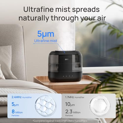 Dreo Humidifiers for Bedroom, 4L Top Fill for Large Room, 36H Runtime, 28 dB Quiet Supersized Cool Mist Air Humidifier for Baby Nursery, Plants, Indoor, Night Light, Easy to Clean & Fill