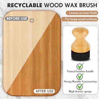 2 Pcs Cutting Board Oil Applicator Set Bamboo Wax Applicator with Sisal Fiber and Sponge for Mineral Oil Board, Wooden Worktops, Butcher Blocks, Utensil Care(Classic)