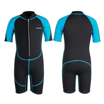 Seaskin Kids Wetsuit for Boys Toddlers, 2mm Front Zipper Shorty Wetsuits, Neoprene Thermal Swimsuits for Diving Surfing Swim Lessons Size 6