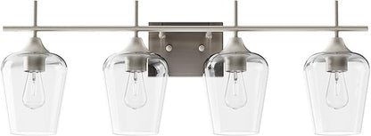 VONLUCE Bathroom Vanity Light, 4 Light Bathroom Light Fixture Over Mirror, Bathroom Wall Lamp with Clear Glass, Modern Vanity Lighting for Bathroom, Bedroom, Hallway, Brushed Nickel, ETL Certificated
