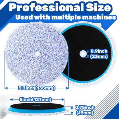Microfiber Polishing Pad, 3Pcs 5Inch 125mm Microfiber Cutting Finishing Disc with Hook & Loop Backing for Car Buffer Polisher Cutting Buffing Waxing and Polishing