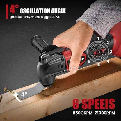 Oscillating Multi-Tool Kit Compatible With MILWAUKEE 18V Battery,Cordless Oscillating Tools With Brushless Motor,6 Speed,22PCS Accessories,4¡Æ Oscillation Angle for Cutting/Grinding/Sanding(Tool Only)