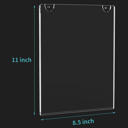 HIIMIEI Wall Mount Acrylic Sign Holder 8.5'' x 11'', Clear Plexi Door Sign Holder Document Holder Plastic Picture Frames with All Mounting Accessories(6 Pack)